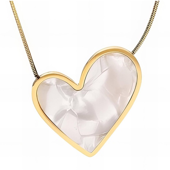 Large HEART NECKLACE, 18K GOLD PLATED STEEL - Picture 1 of 1